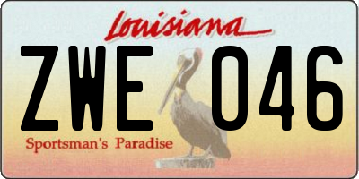 LA license plate ZWE046