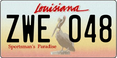 LA license plate ZWE048