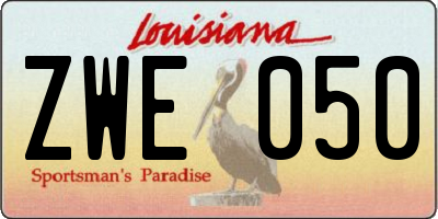 LA license plate ZWE050