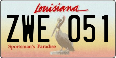 LA license plate ZWE051