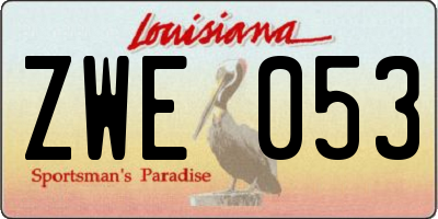 LA license plate ZWE053