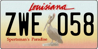 LA license plate ZWE058