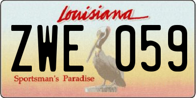 LA license plate ZWE059