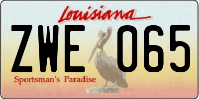 LA license plate ZWE065