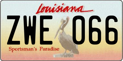 LA license plate ZWE066