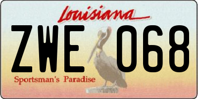 LA license plate ZWE068