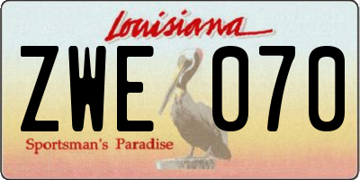 LA license plate ZWE070