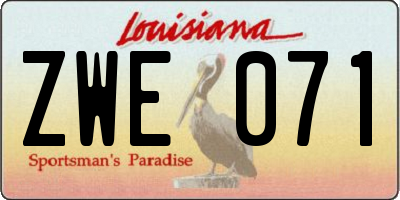 LA license plate ZWE071