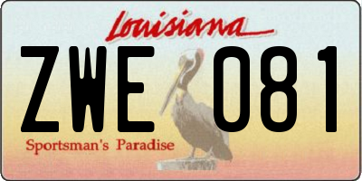 LA license plate ZWE081