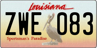 LA license plate ZWE083