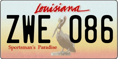 LA license plate ZWE086