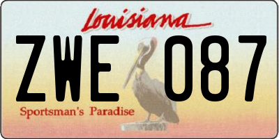 LA license plate ZWE087