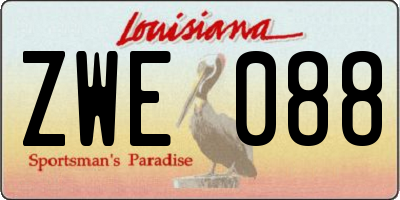 LA license plate ZWE088