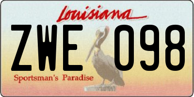 LA license plate ZWE098