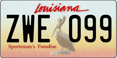 LA license plate ZWE099