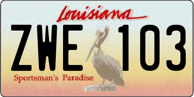 LA license plate ZWE103