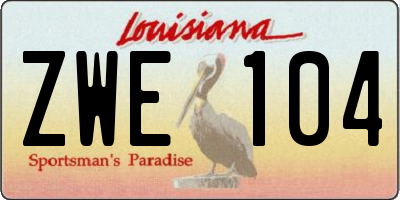 LA license plate ZWE104