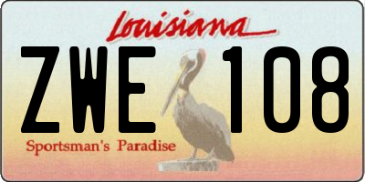 LA license plate ZWE108