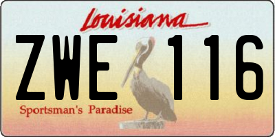 LA license plate ZWE116