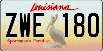 LA license plate ZWE180