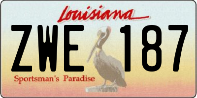 LA license plate ZWE187