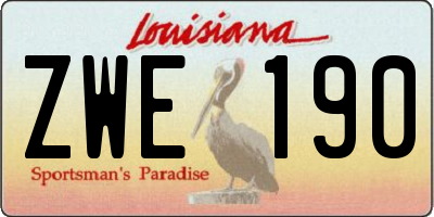 LA license plate ZWE190