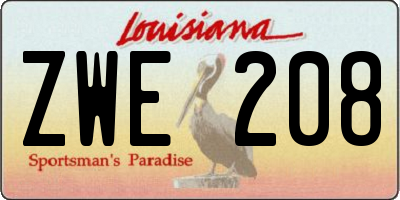 LA license plate ZWE208