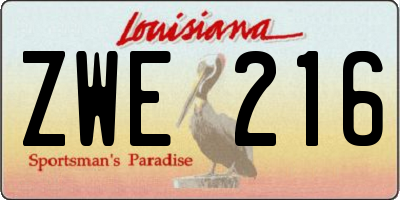 LA license plate ZWE216