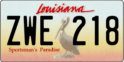 LA license plate ZWE218