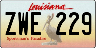 LA license plate ZWE229