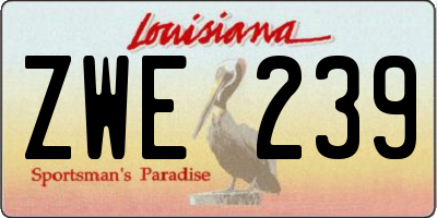 LA license plate ZWE239