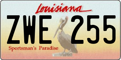 LA license plate ZWE255