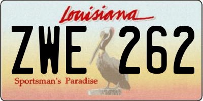 LA license plate ZWE262