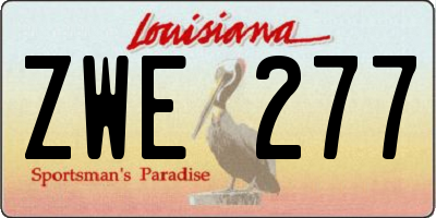 LA license plate ZWE277