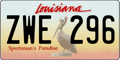 LA license plate ZWE296