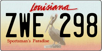 LA license plate ZWE298