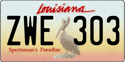LA license plate ZWE303