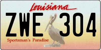 LA license plate ZWE304