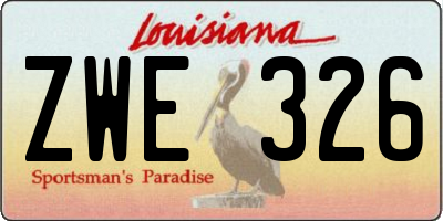 LA license plate ZWE326