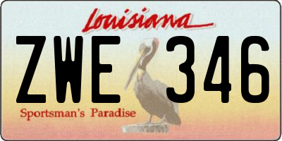 LA license plate ZWE346