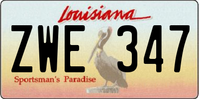 LA license plate ZWE347