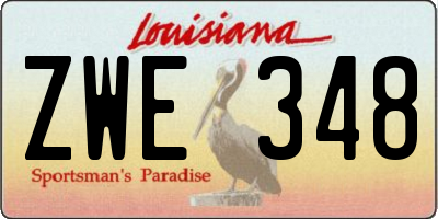 LA license plate ZWE348