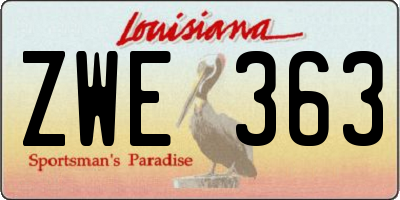 LA license plate ZWE363