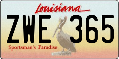 LA license plate ZWE365
