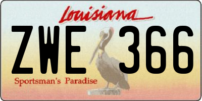 LA license plate ZWE366