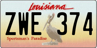 LA license plate ZWE374