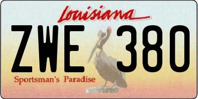 LA license plate ZWE380