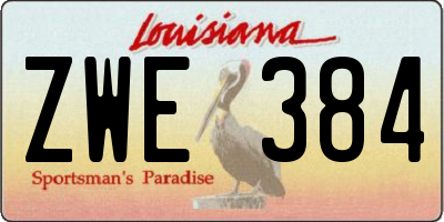 LA license plate ZWE384