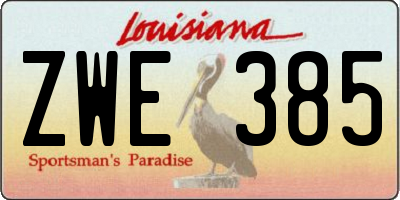 LA license plate ZWE385