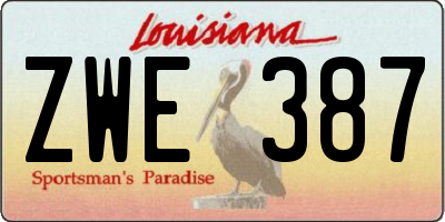 LA license plate ZWE387